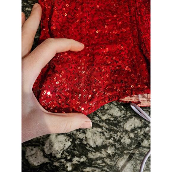 Trashy lingerie usa vintage red sequin corset Bustier bra 32c small y2k devil - Picture 3 of 13